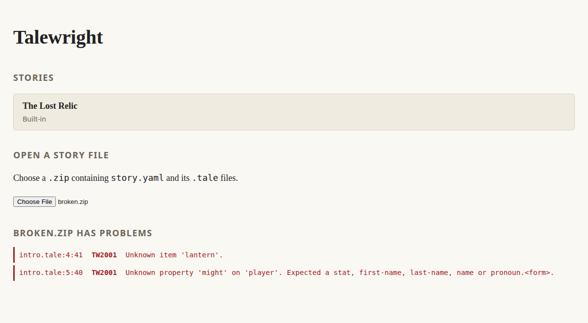 The web player listing story errors
