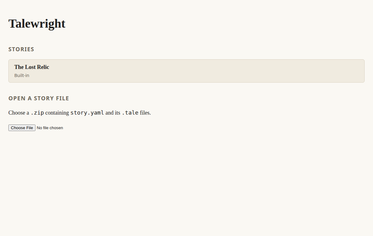 The story library in the web player
